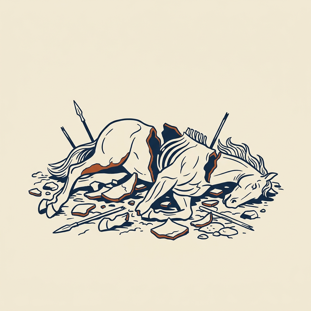 The smashed clay horse
