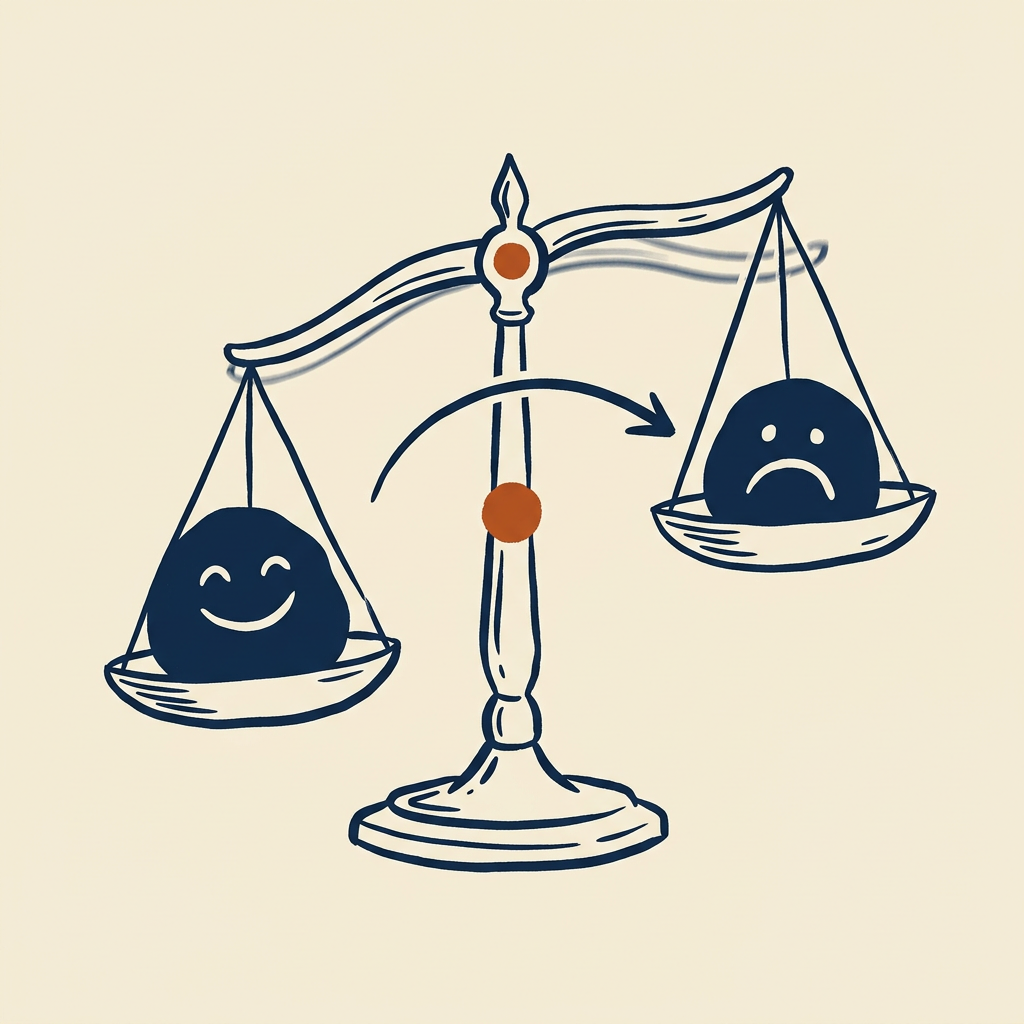 One tilting pleasure-pain scale