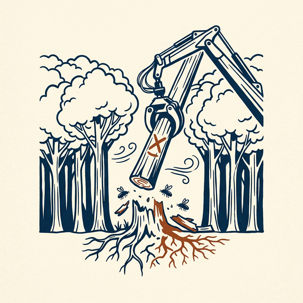 Forestry that severs the web