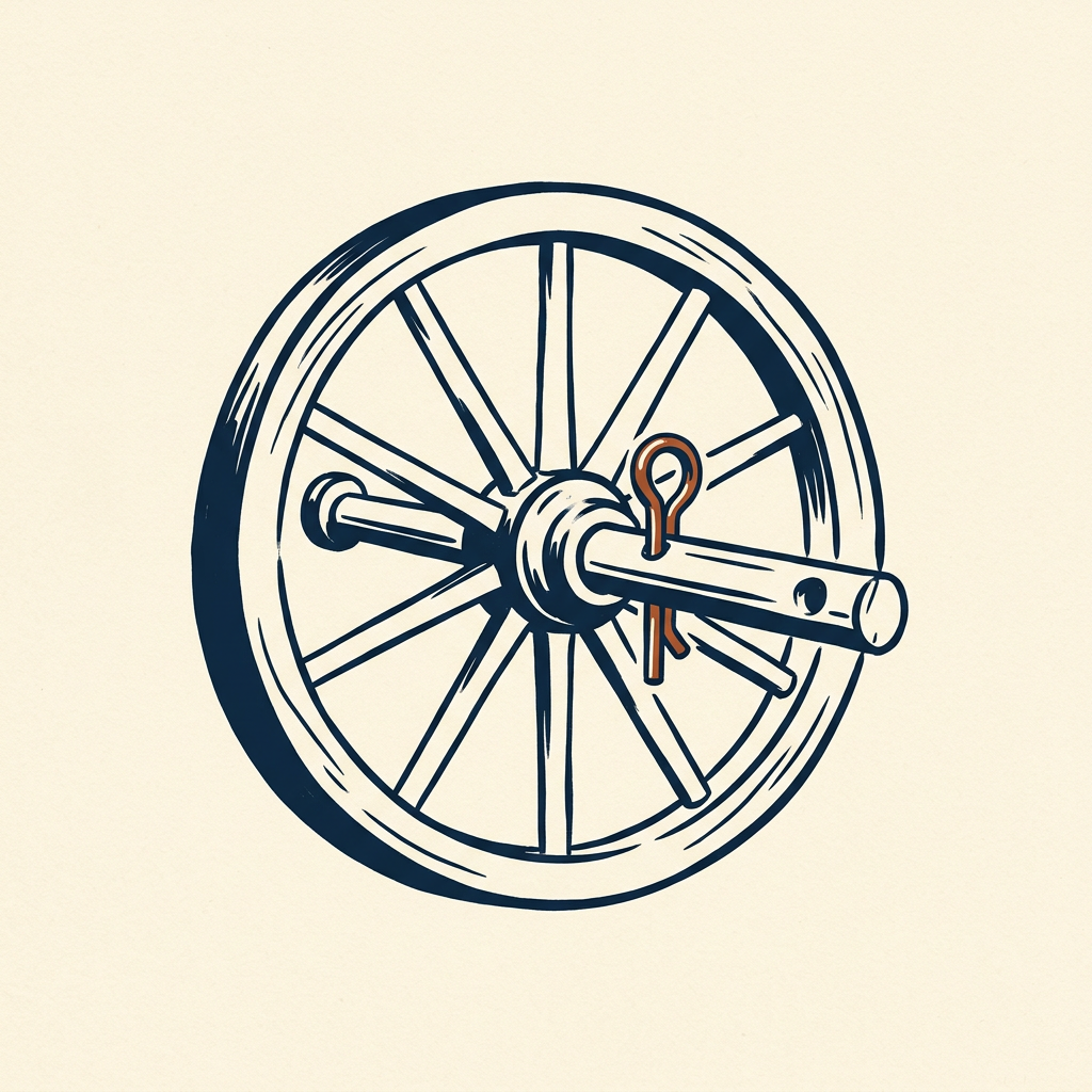 The pin that holds the wheel