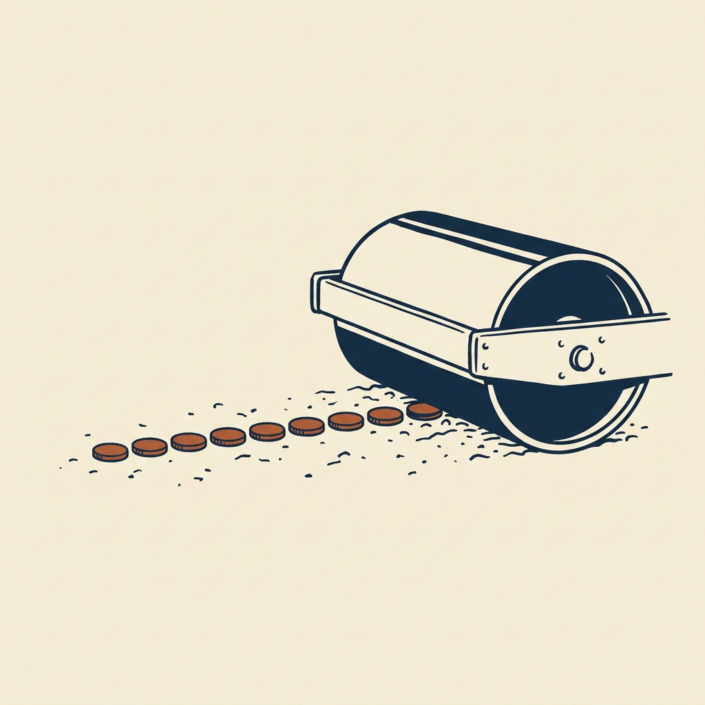 Pennies and the steamroller
