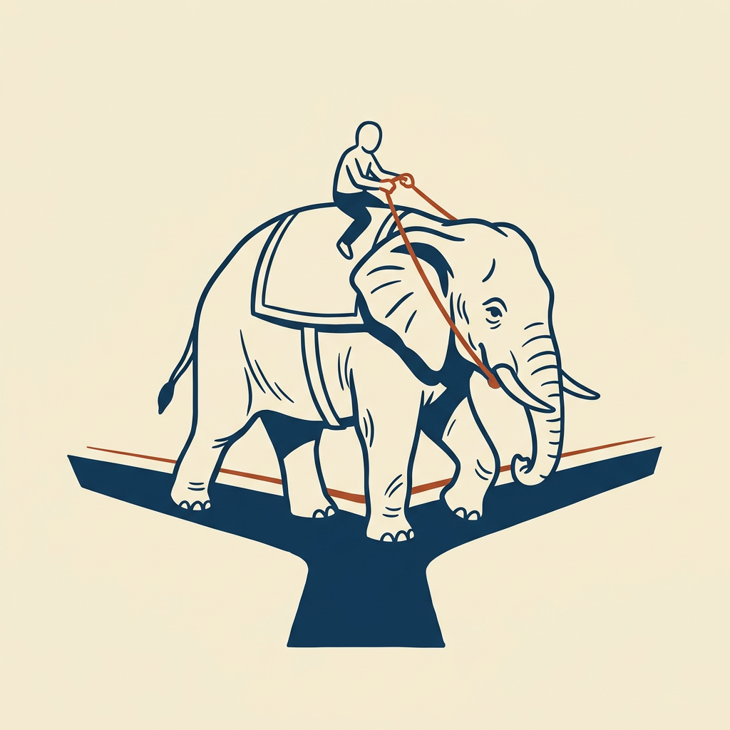 Rider versus elephant