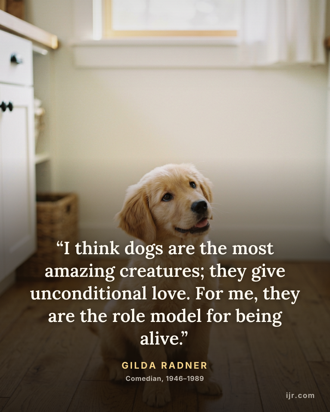 “I think dogs are the most amazing creatures; they give unconditional love. For me, they are the role model for being alive.” — Gilda Radner, Comedian, 1946–1989
