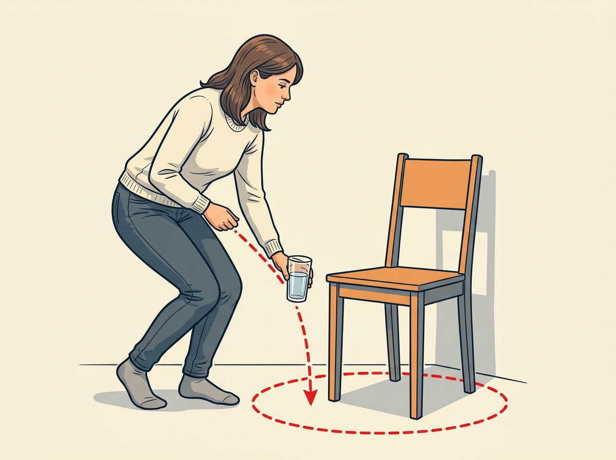 2: SET the quiet spot and water glass in place.