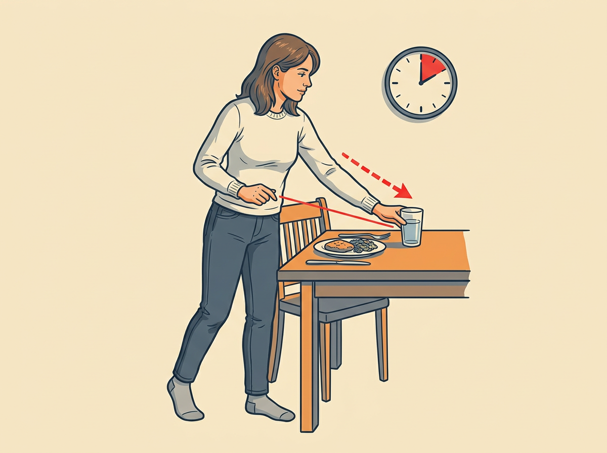 3: START at the marked hour by passing the meal.
