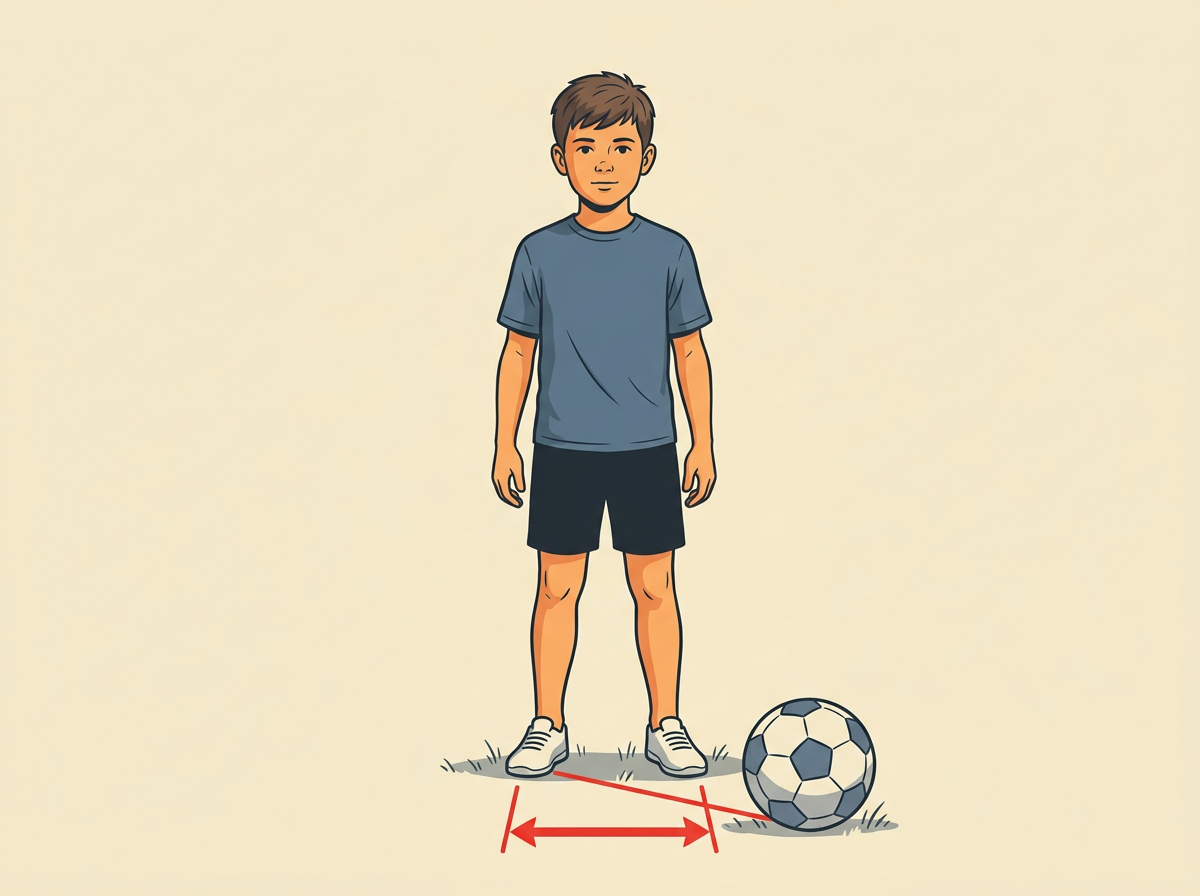1: PLACE the ball on flat ground three feet ahead of your toes.