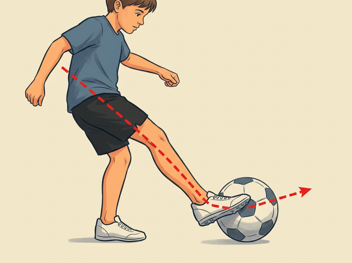 4: SWING the kicking leg forward with the ankle locked and toes pointed down at the grass.