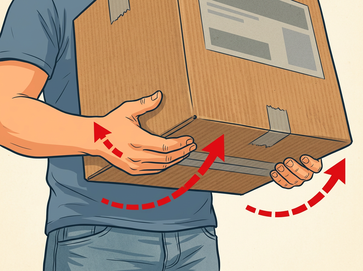 GRIP opposite bottom corners with palms up and fingers wrapped under.