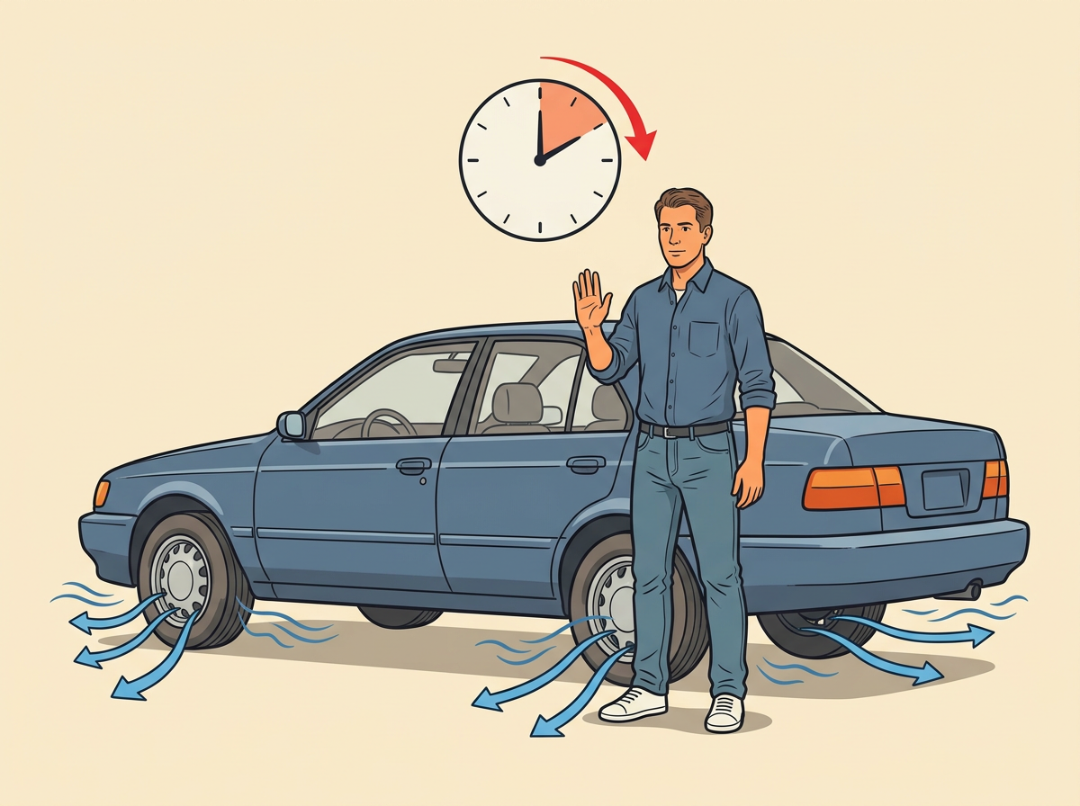 1: WAIT three hours after driving before you touch any tire.