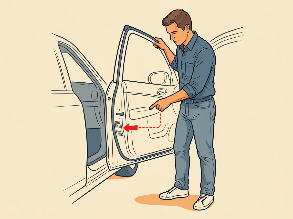 2: FIND the cold-pressure number on the driver’s door-jamb sticker.