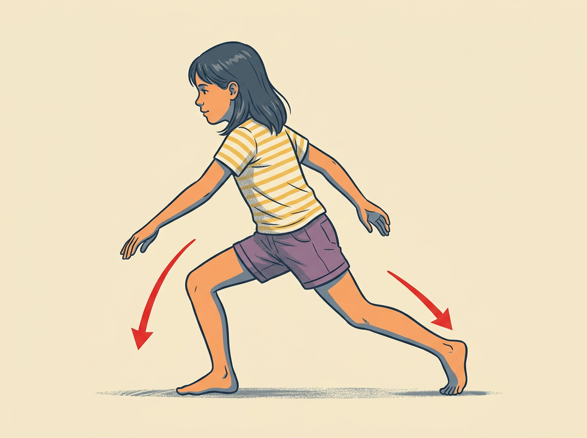LAND first one foot then the other into a reverse lunge facing the opposite direction.