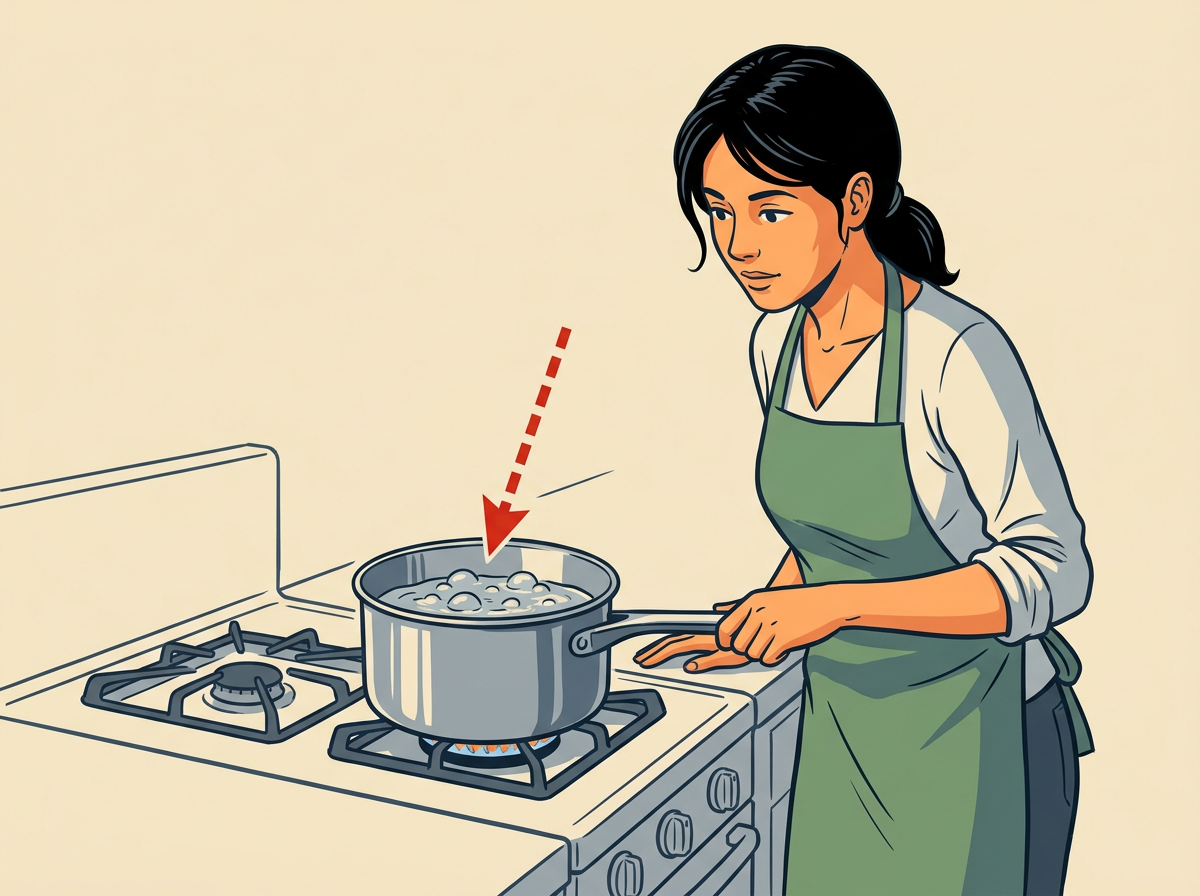 4: BOIL the pot uncovered over medium-high heat until large bubbles break across the surface.