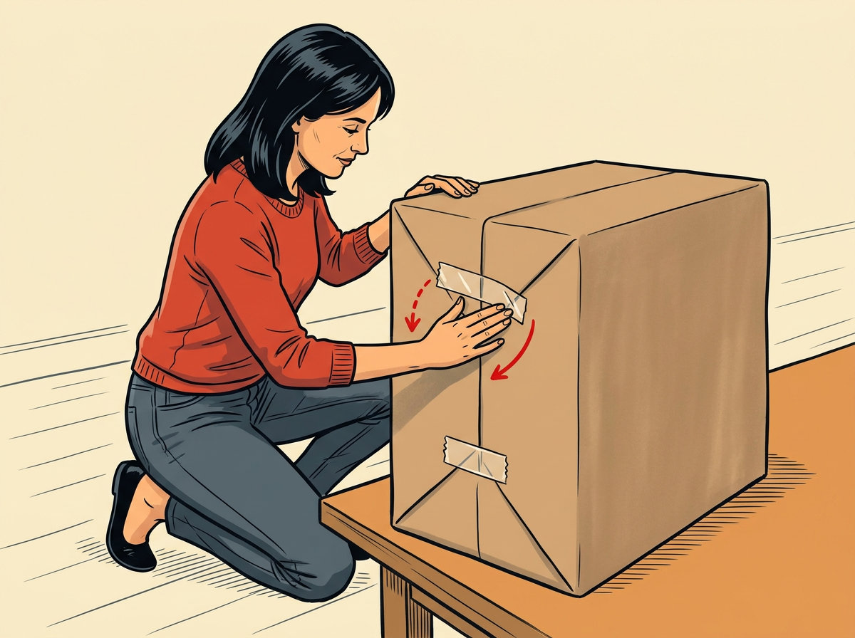 4: TAPE the center seam with two pieces of clear tape, one near each short end.