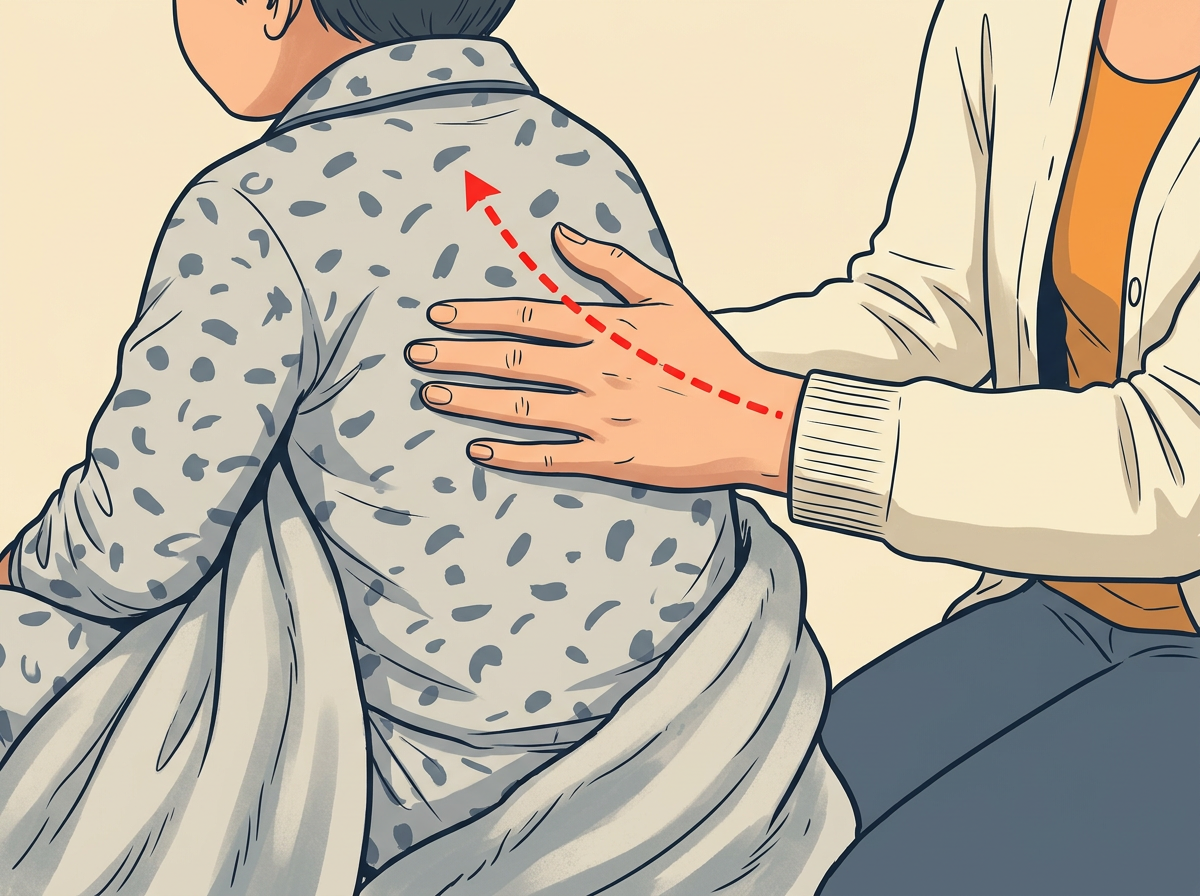 2: HOLD their hand in a loose curl or rest your palm on their upper back.