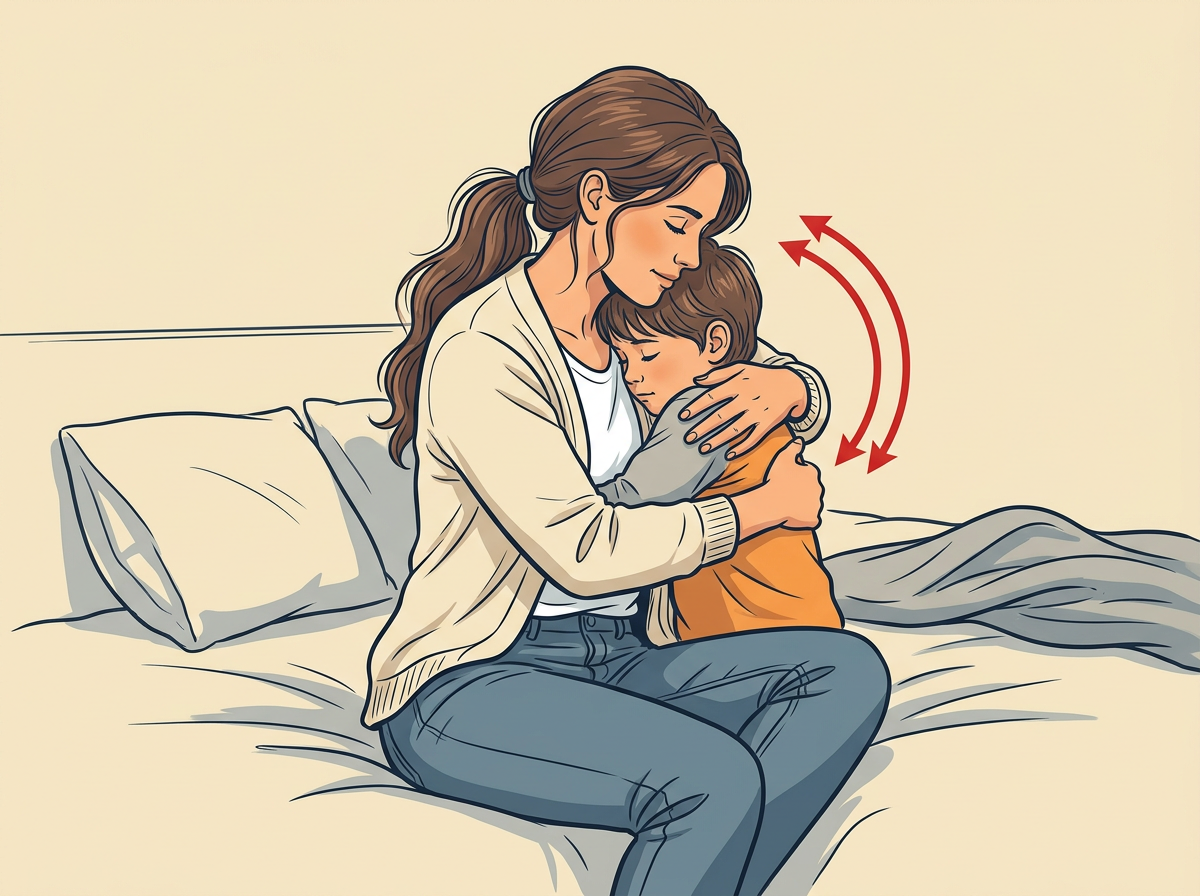 6: HUG for the length of two breaths then lay them down.