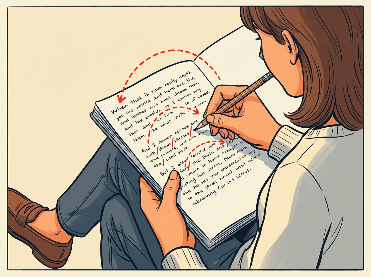 4: SPLIT the verse into short phrases of a few words each on your copy.