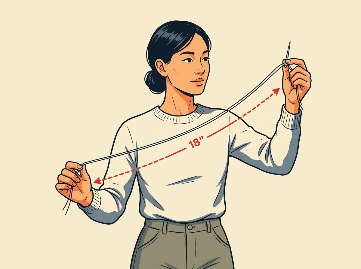 1: THREAD your needle with eighteen inches of thread doubled so both cut ends hang even.