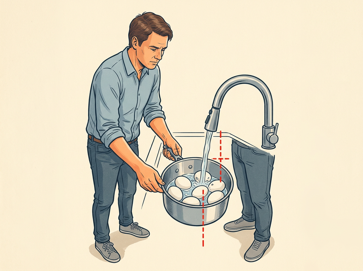 2: COVER the eggs with cold tap water by about one inch.
