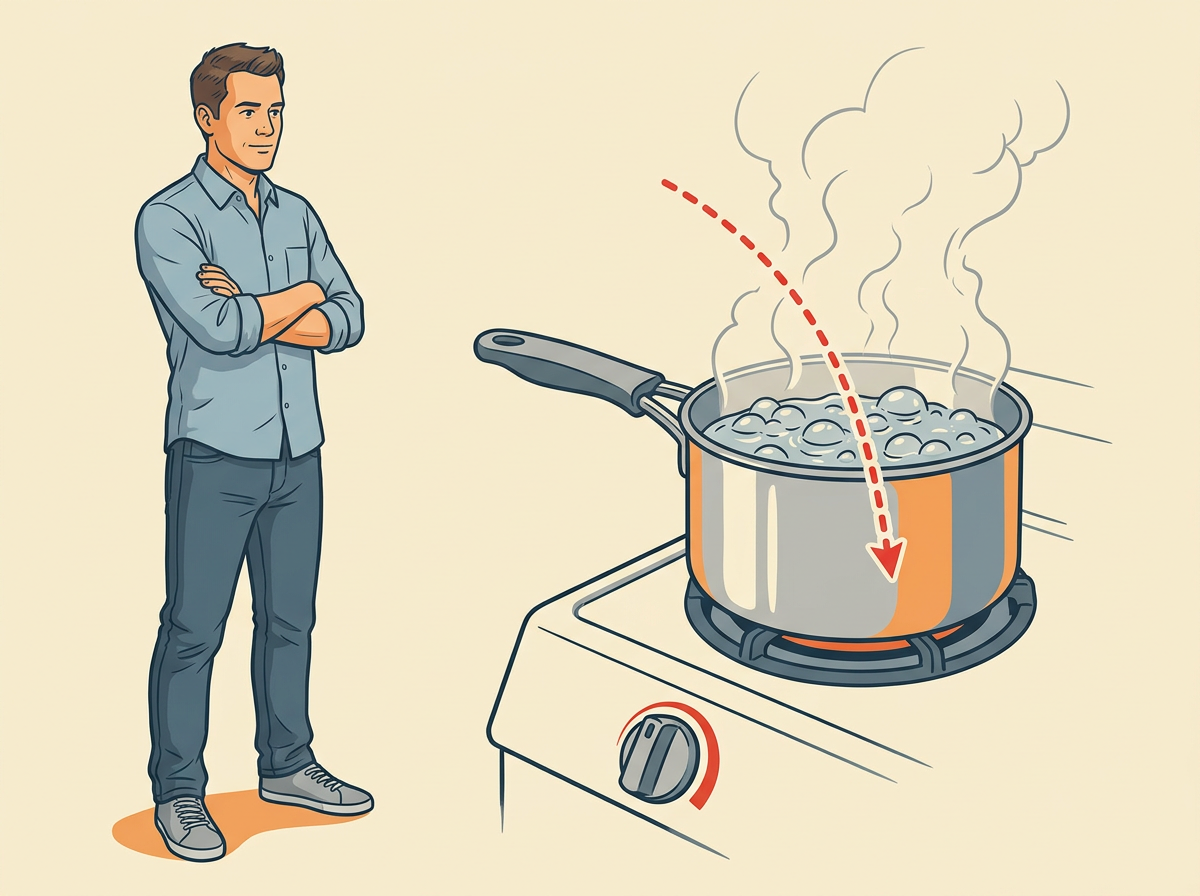3: HEAT the pan on medium-high until the water hits a full rolling boil.