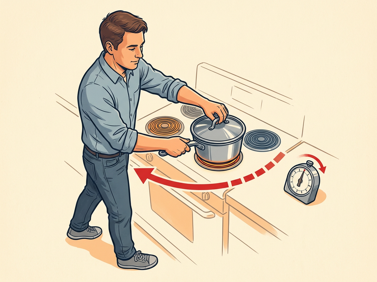 4: REST the pan off the heat, lid on, for the minutes that match your yolk.