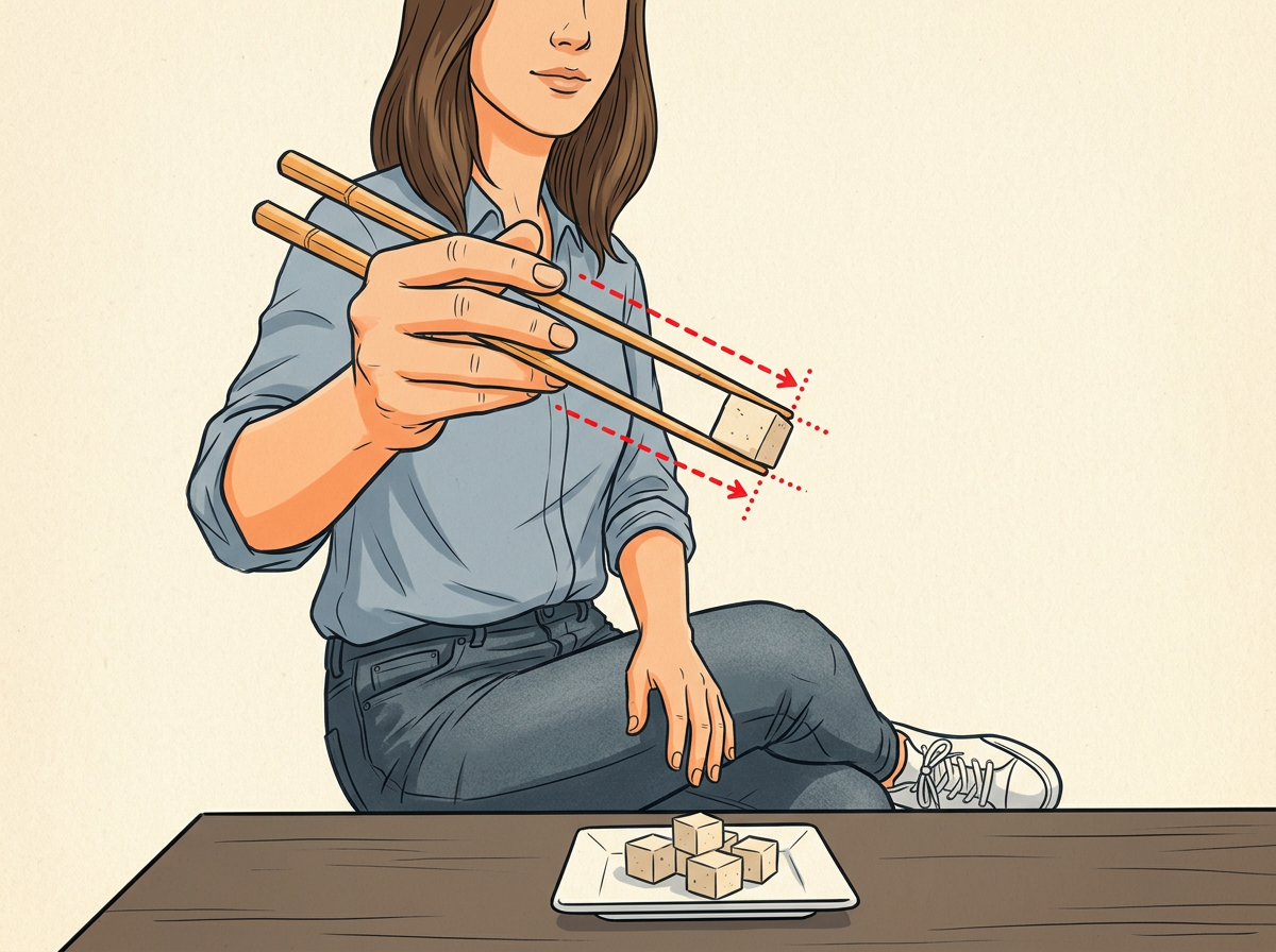 4: PINCH a practice piece by bringing the tips together.
