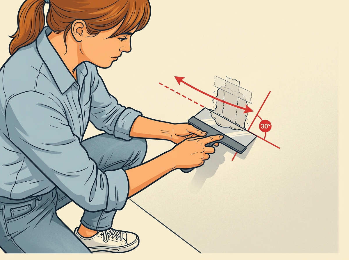SPREAD a pea-size dab of spackle across the hole with the putty knife held at a thirty-degree angle.