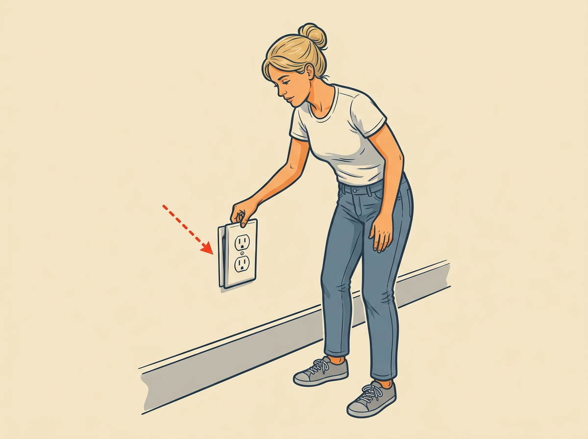 1: START at an outlet or switch plate and gently wiggle it.