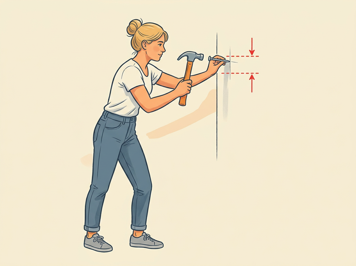 5: DRIVE a small finish nail into the mark no deeper than half an inch.