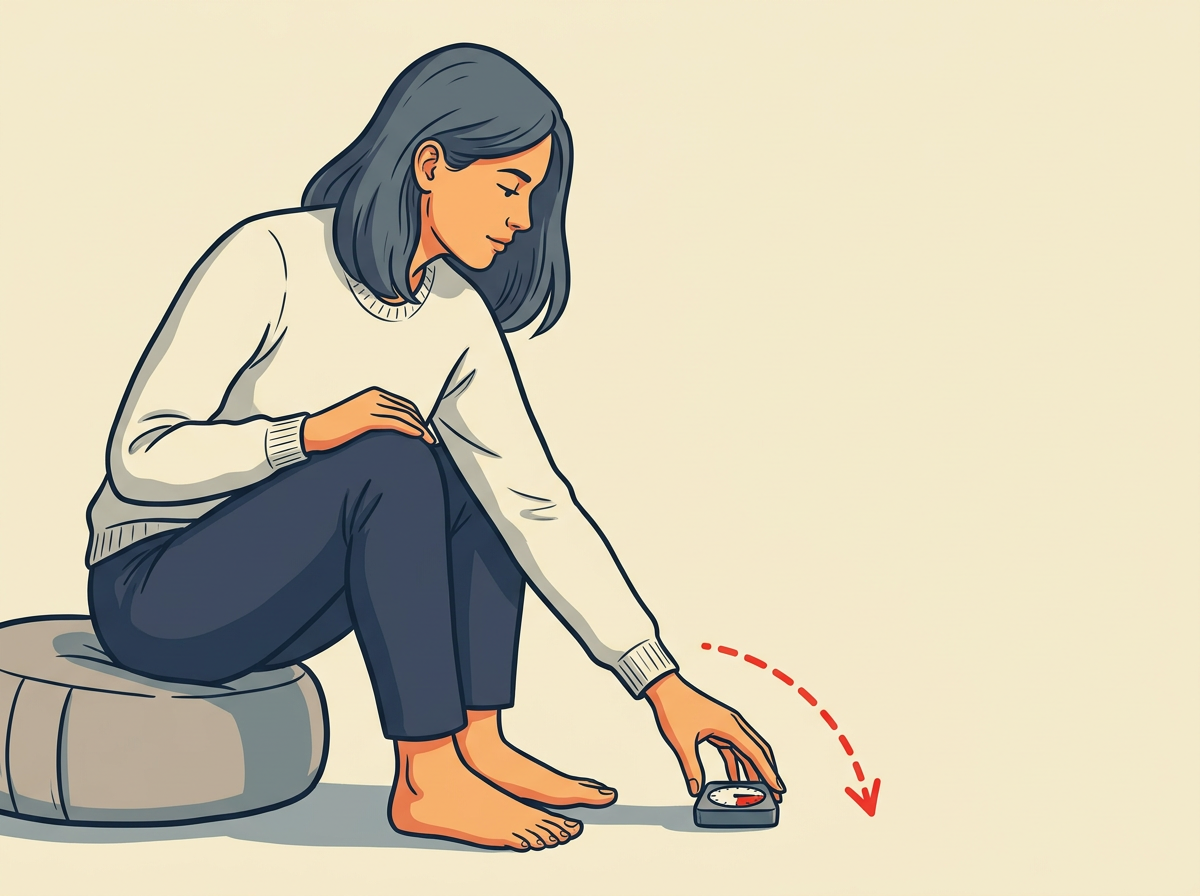 3: SET a timer for five minutes and place it face-down beside you.