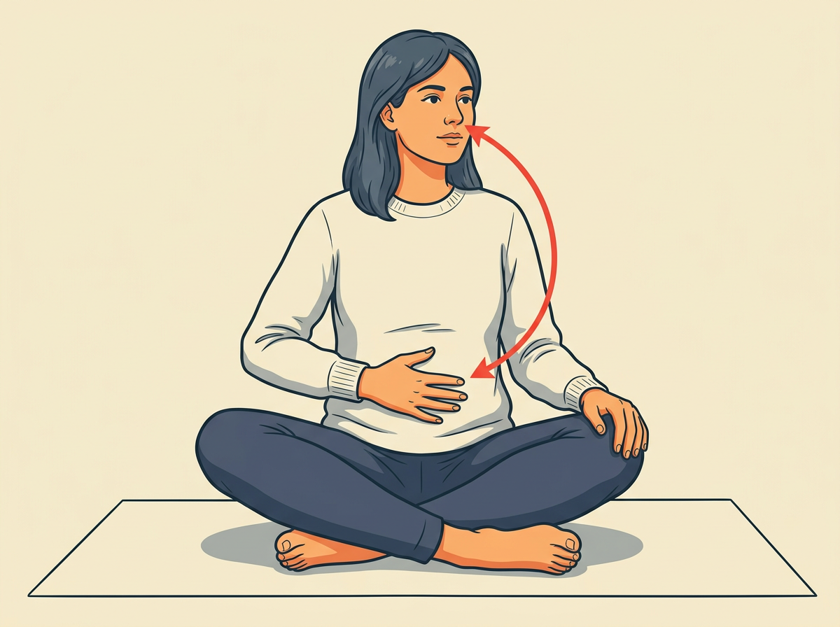 5: BREATHE in and out through the nose at your normal pace without changing the depth.