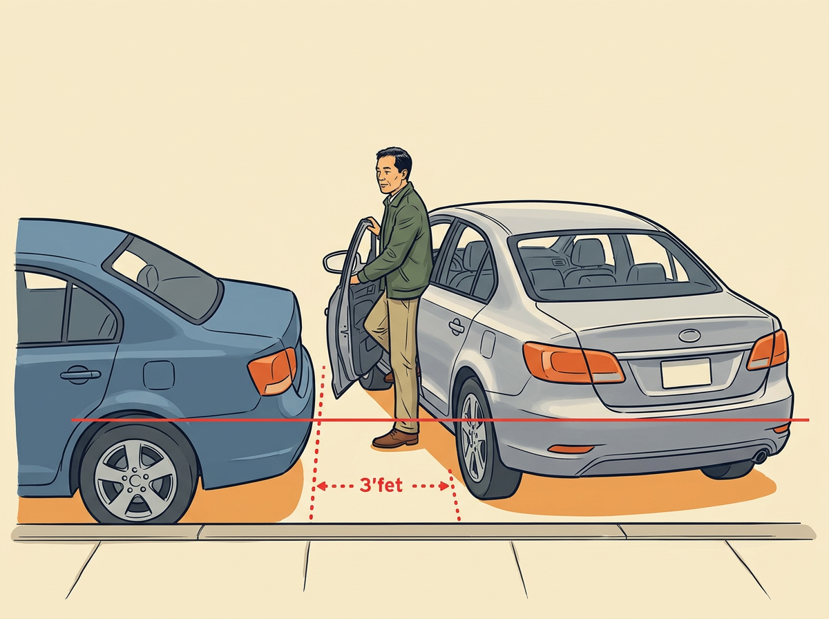 1: STOP beside the car ahead with your rear bumpers even.