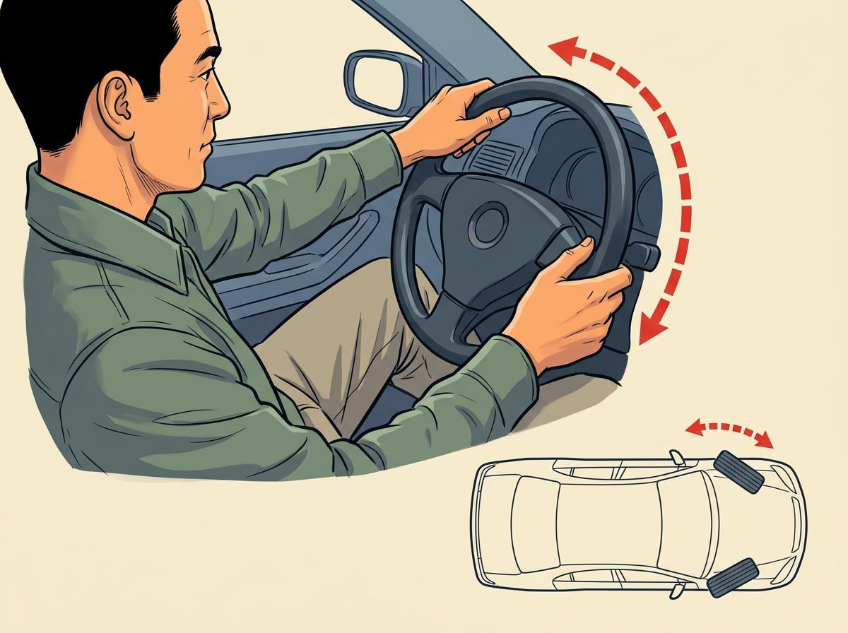 3: TURN the steering wheel all the way to the right.