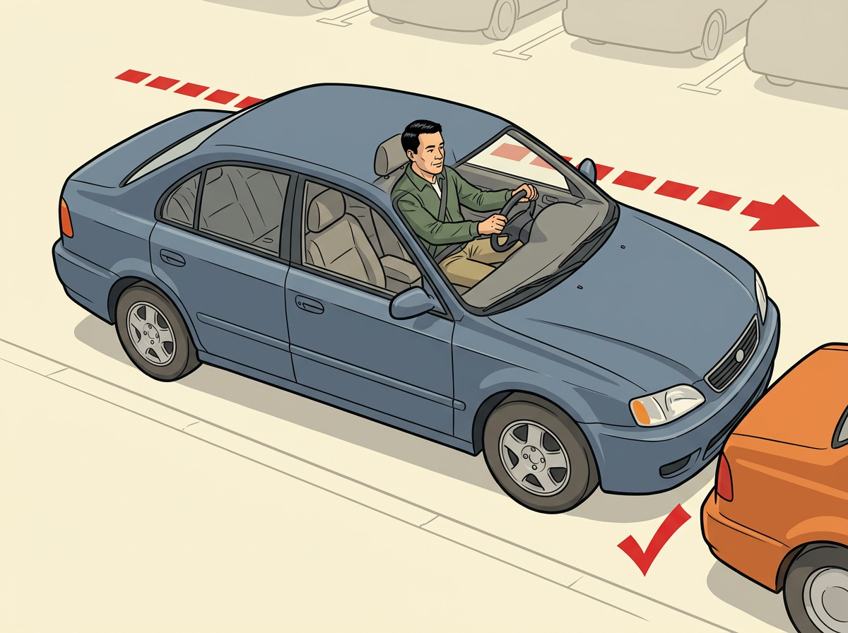 5: STRAIGHTEN the wheel to center and keep reversing straight.