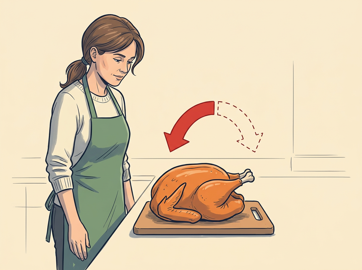 1: REST the turkey breast-up on the counter for twenty to thirty minutes after it leaves the oven.