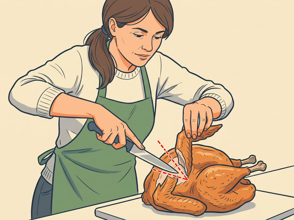 5: TAKE each wing off at the joint closest to the body with short cuts angled into the joint, not through bone.
