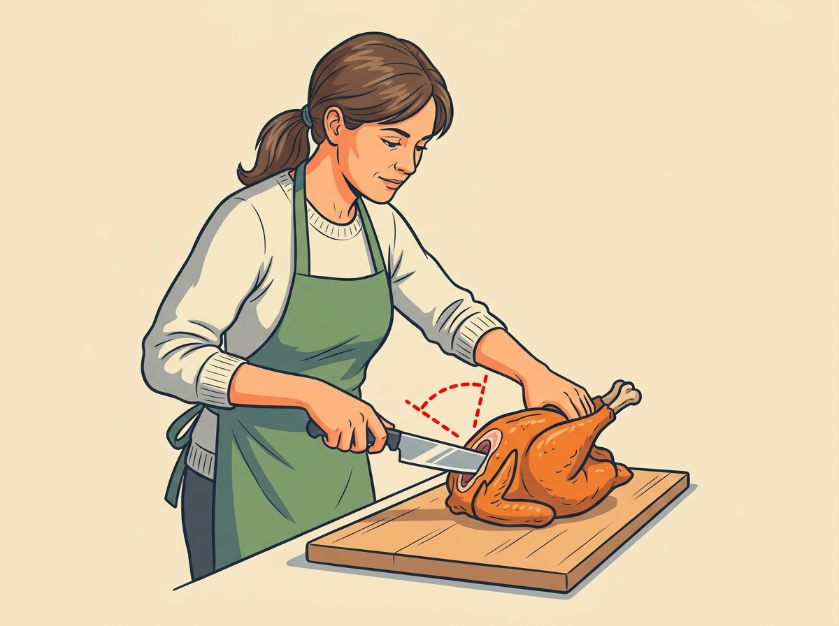 7: SEPARATE the thigh from the drumstick by cutting through the thin gap you feel when you bend them apart.