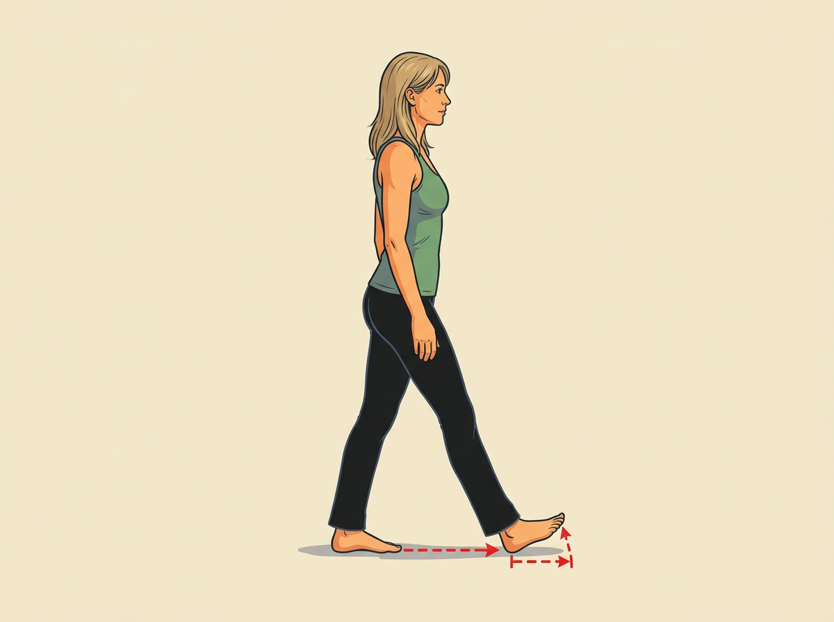 2: STEP your right foot forward two feet while the left heel stays planted.