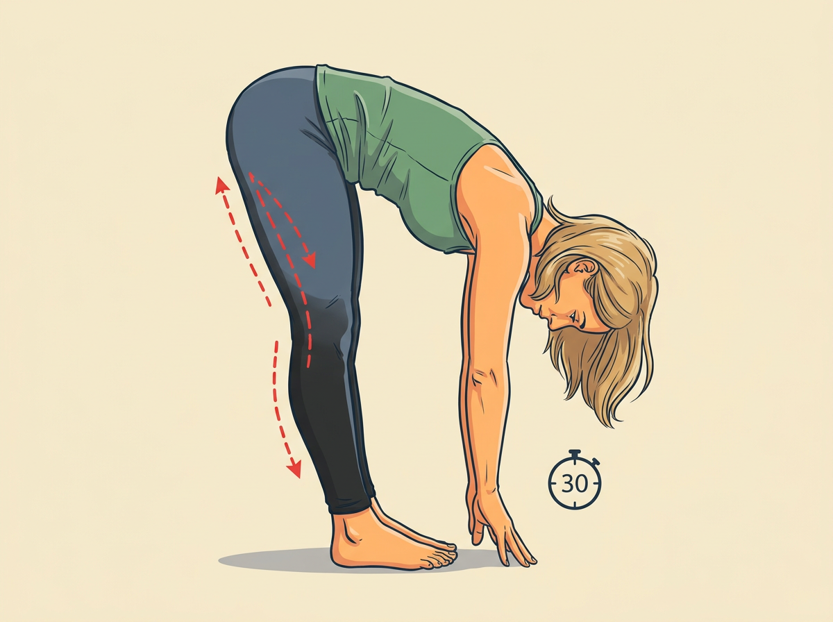 5: HOLD the fold for a slow count of thirty while the hamstring lengthens.
