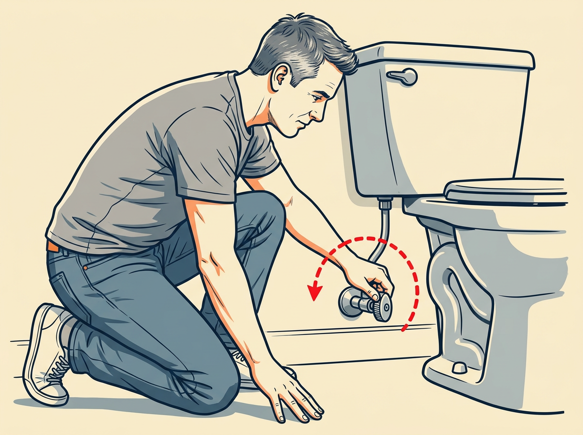 2: SHUT the wall supply valve fully clockwise until it stops turning.