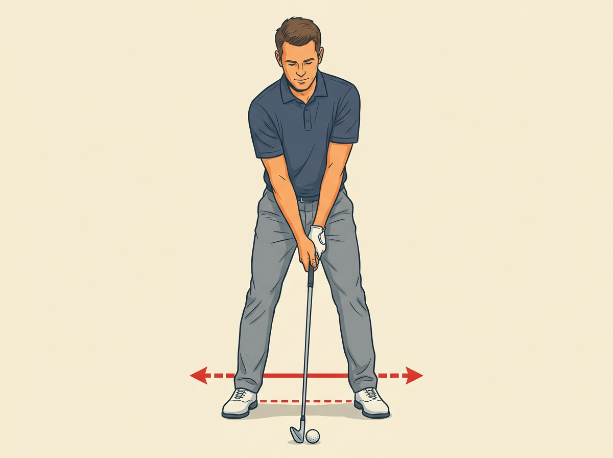2: SET your feet shoulder-width apart with the ball just inside your lead heel.