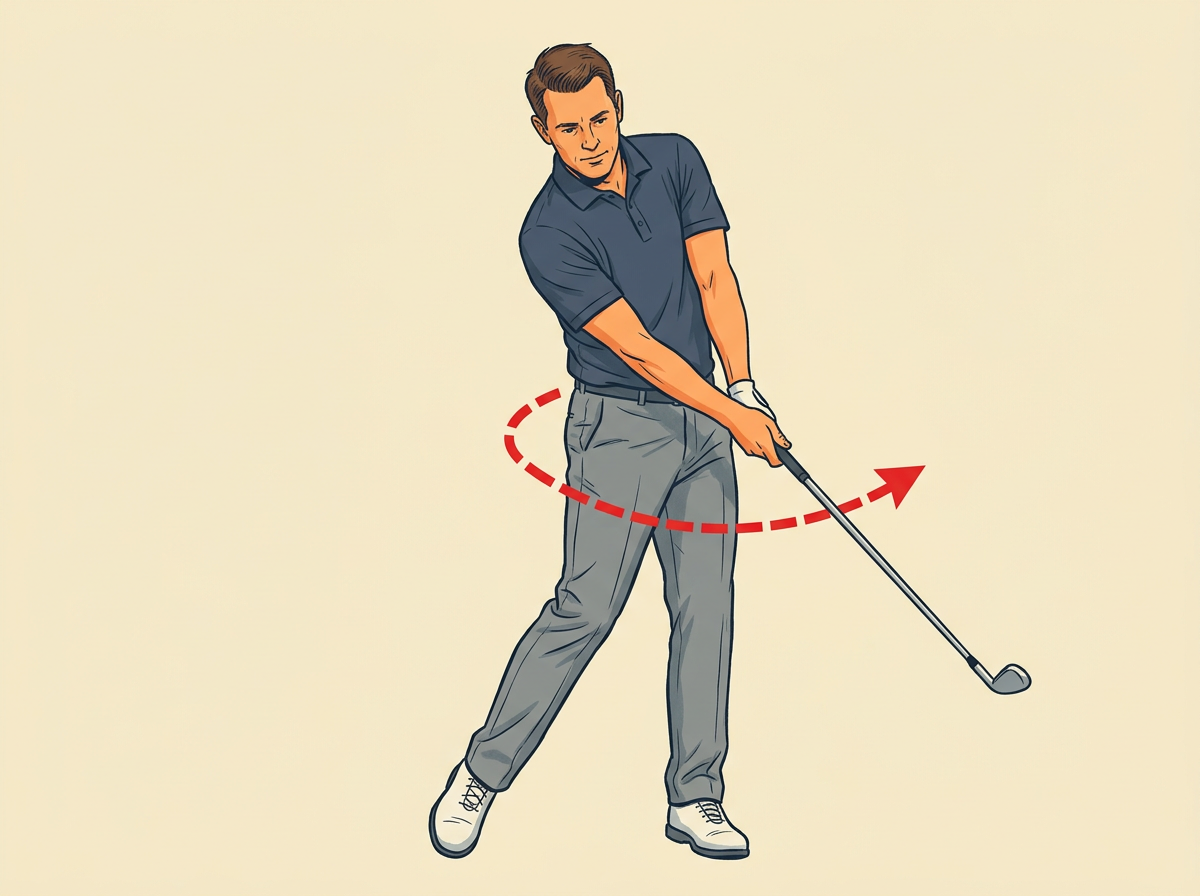 5: DRIVE the trail hip toward the target to start the downswing from the ground up.