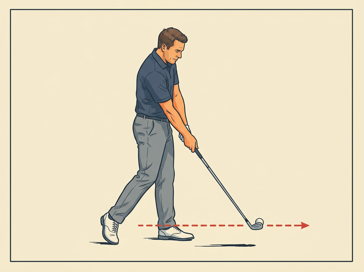 6: SWEEP the club through the ball so the sole brushes grass just after contact.