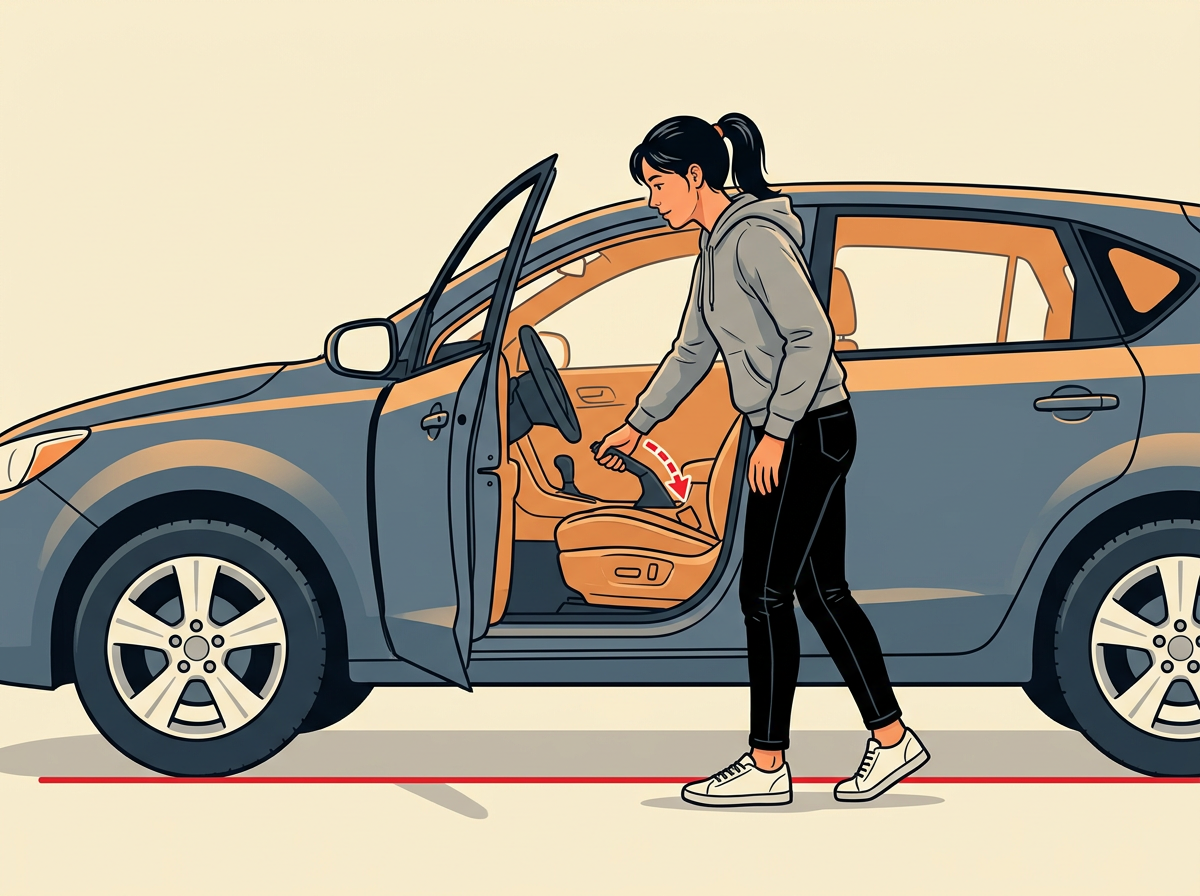 1: PARK on flat ground with the engine off and the parking brake set.