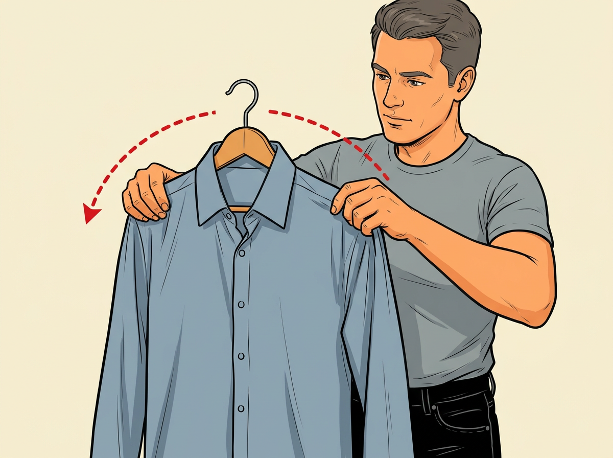 HANG the still-warm shirt on a hanger so the shoulders sit square.