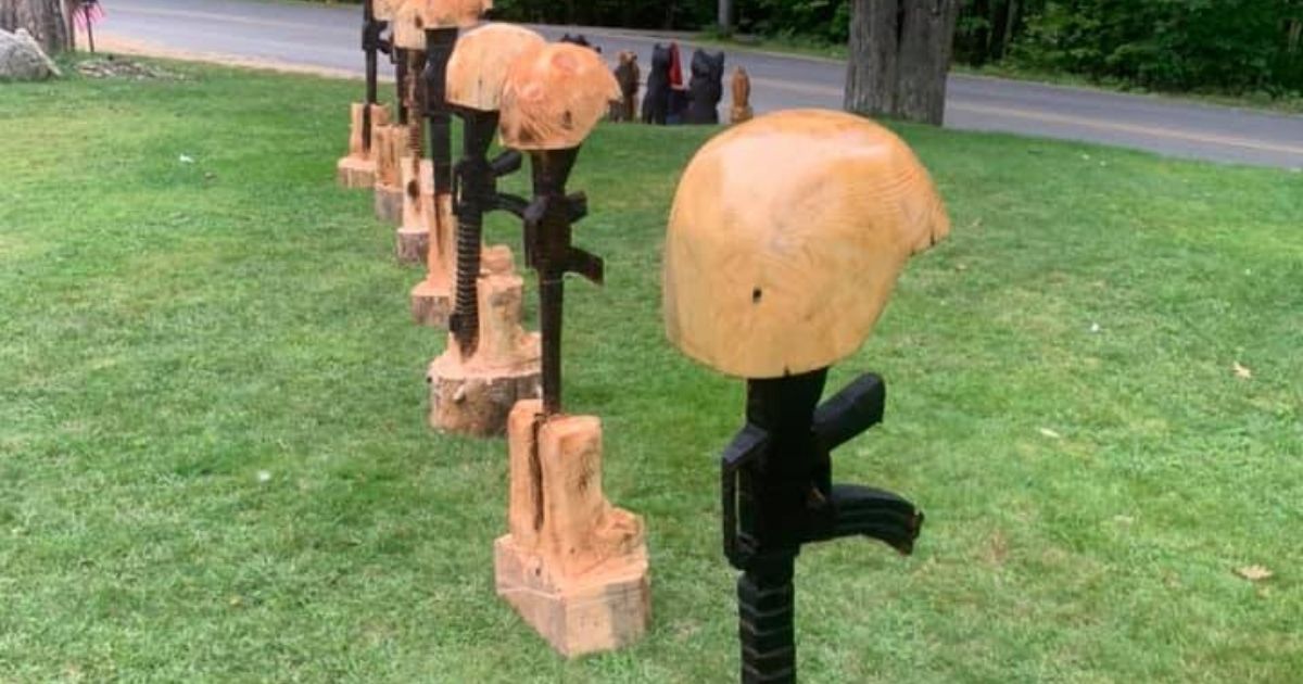 Man Hand-Carves Battle Cross Statues in Honor of Troops Who Fell in Afghanistan