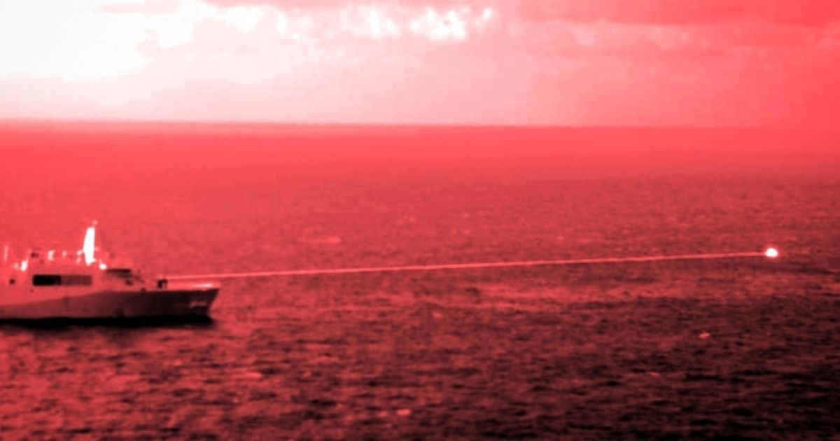 Sea Glows Red as Navy Fires Laser Weapon in the Middle East