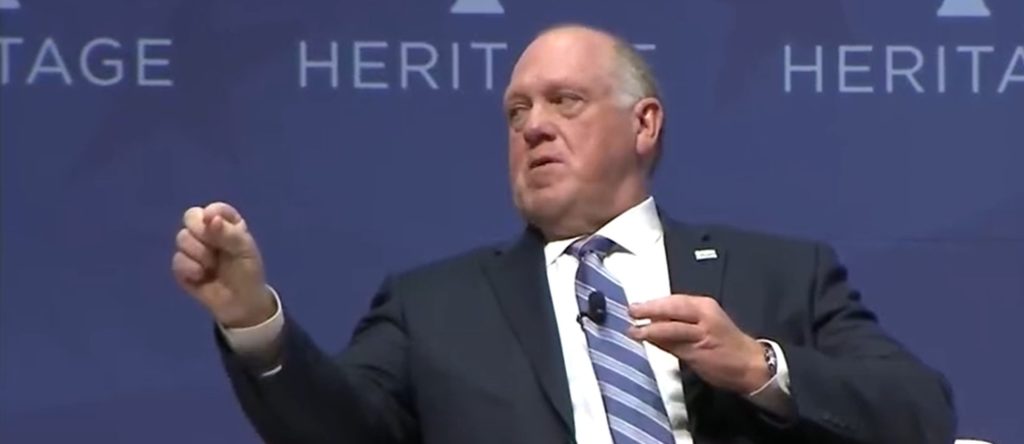 Tom Homan Munches On Apple, Smirks As He Faces Protesters At State Capitol