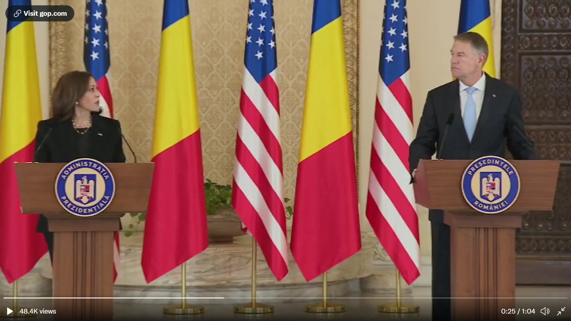 Watch: Harris Looks to President of Romania When Asked About US Inflation and Gas Prices