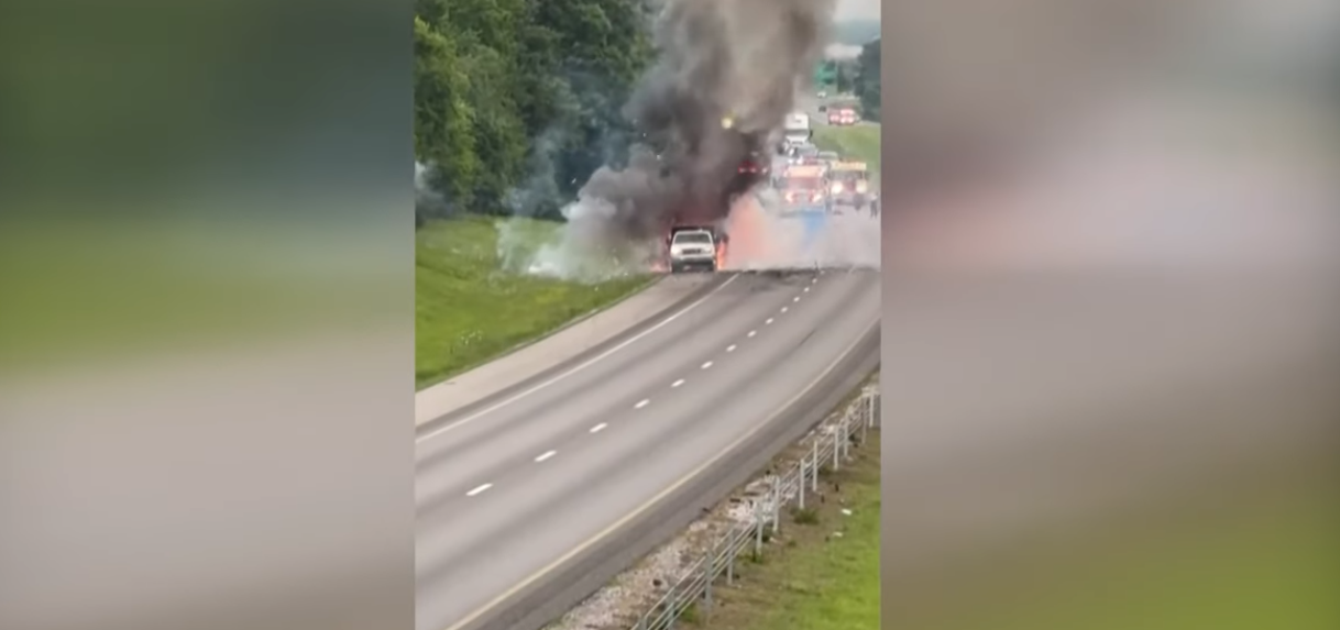 Fireworks Trailer Erupts in Explosive Highway Chaos