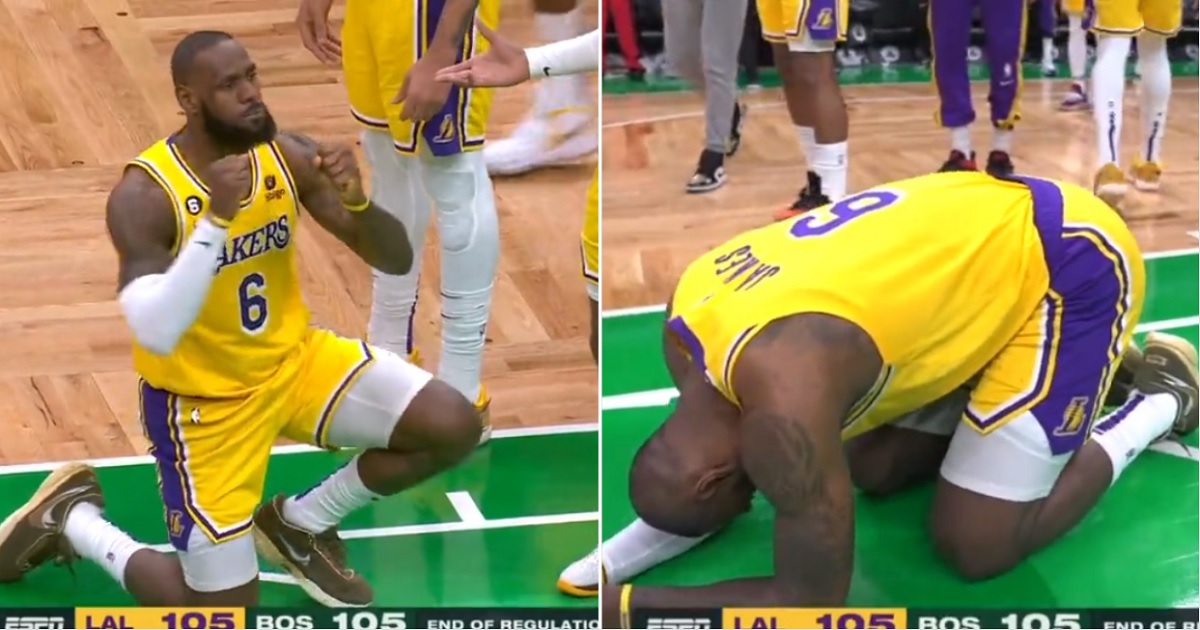 LeBron James Falls to the Floor After Ref Doesn’t Rule His Way, Has Midcourt Meltdown in Front of Thousands